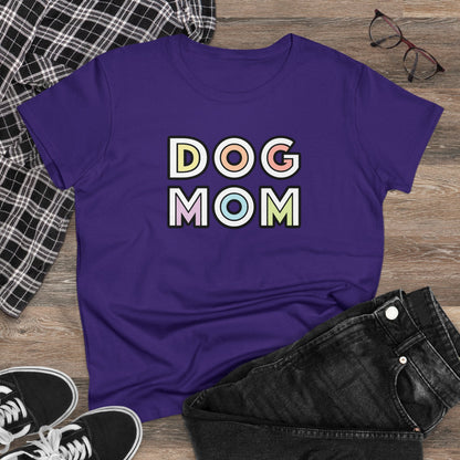 Dog Mom Retro | Women's Midweight Cotton Tee - Detezi Designs - 18805086461372593677