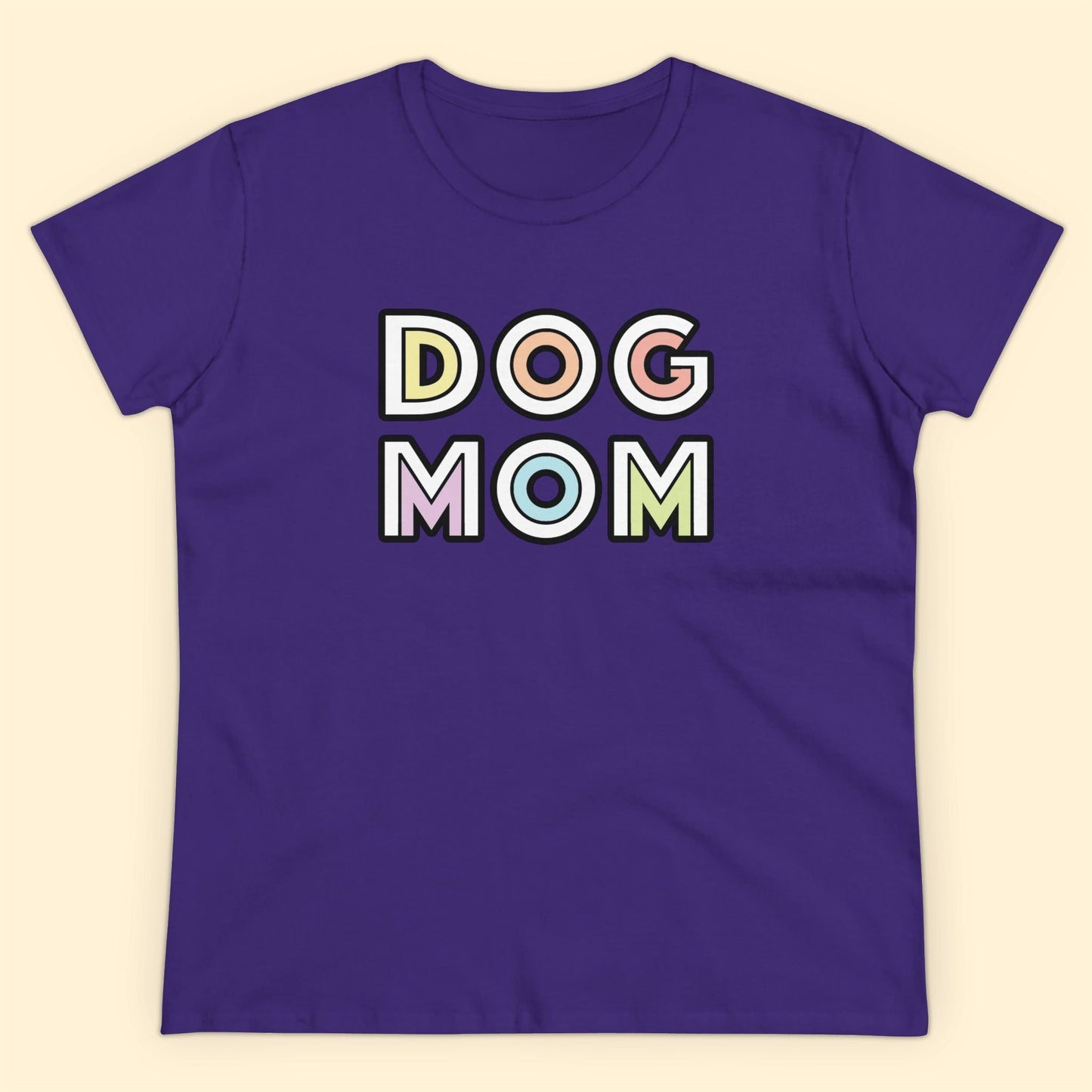 Dog Mom Retro | Women's Midweight Cotton Tee - Detezi Designs - 18805086461372593677