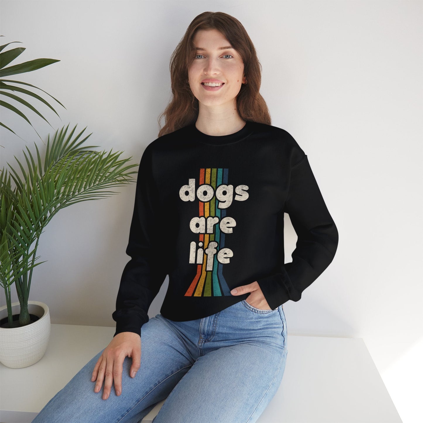 Dogs Are Life | Crewneck Sweatshirt - Detezi Designs-12211341911489599585