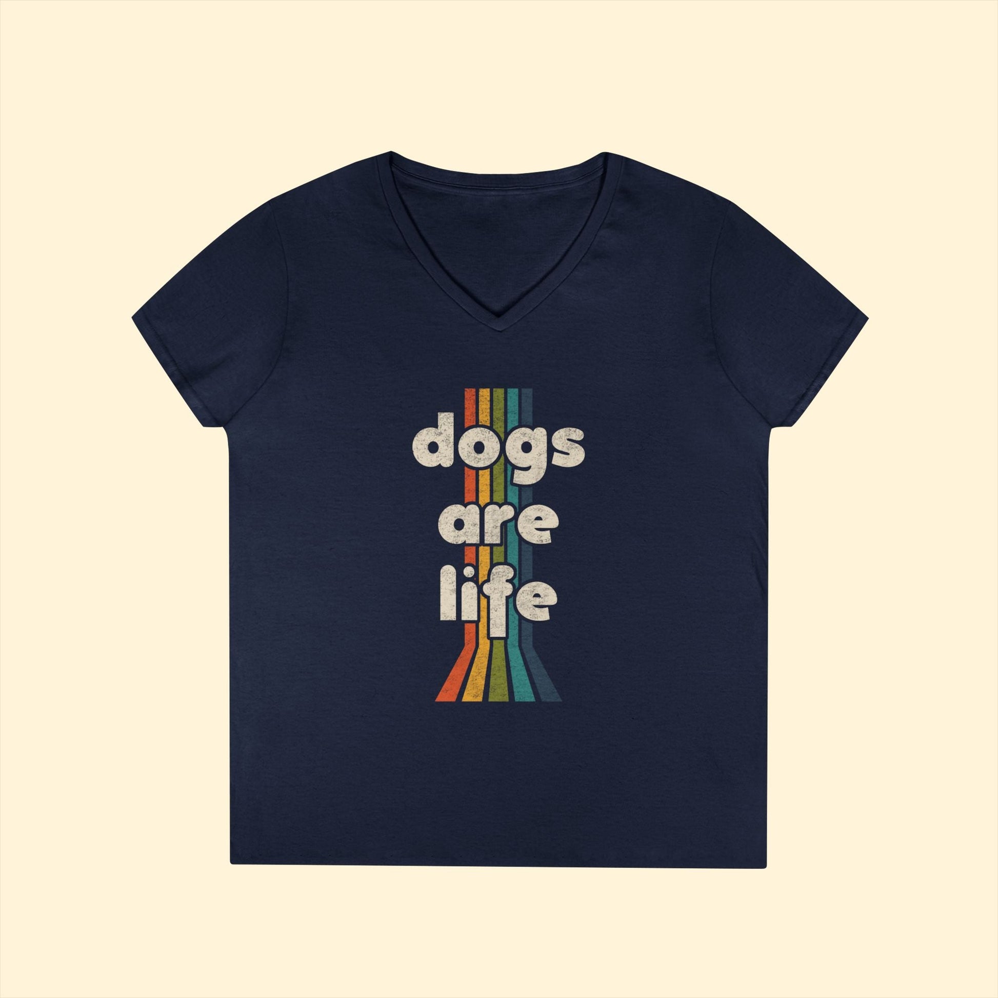 Dogs Are Life | Ladies' V - Neck T-Shirt - Detezi Designs - 22296453088826713866