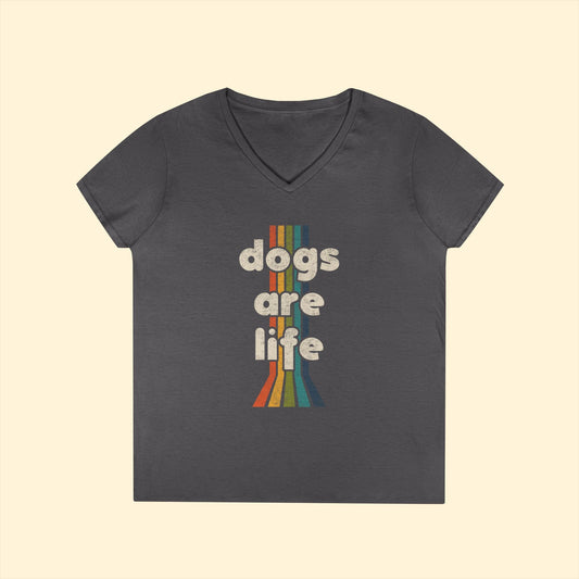 Dogs Are Life | Ladies' V - Neck T-Shirt - Detezi Designs - 27695711501777571383