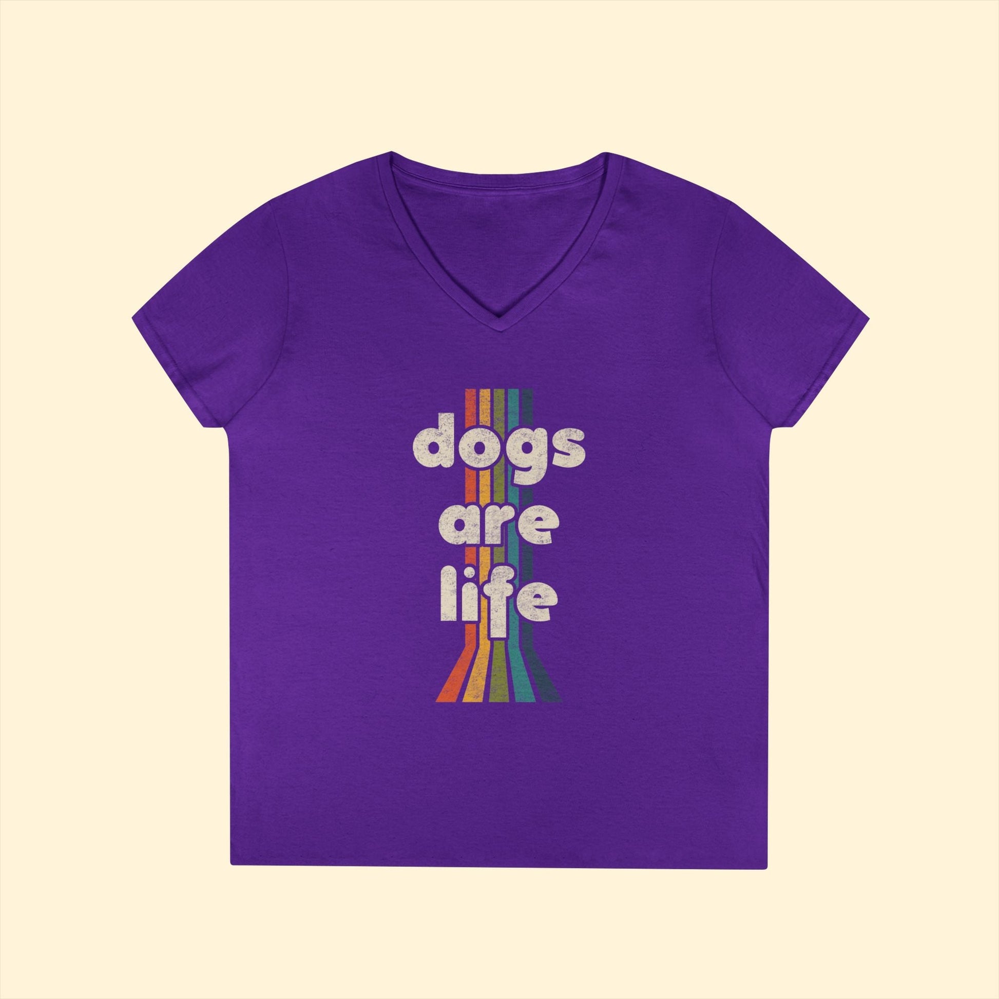 Dogs Are Life | Ladies' V - Neck T-Shirt - Detezi Designs - 93551301014536892295