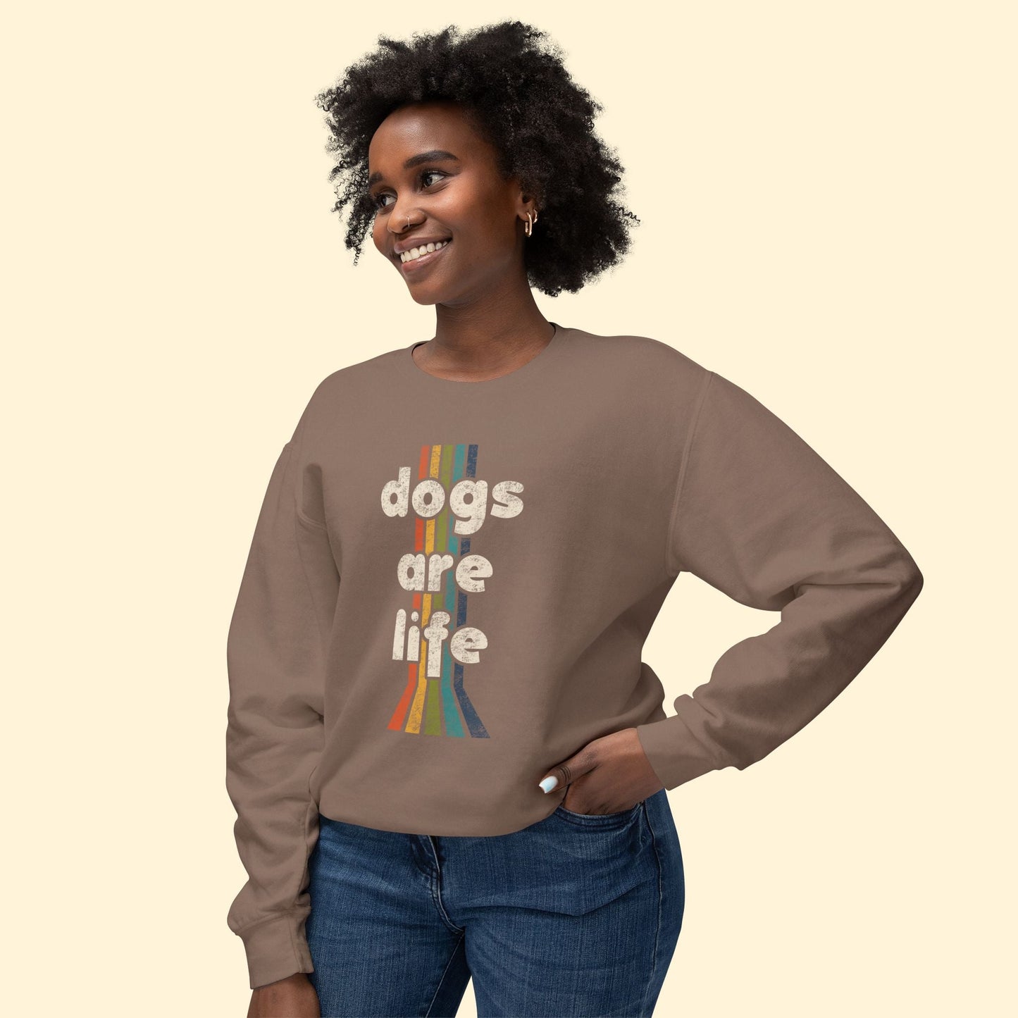 Dogs Are Life | Lightweight Comfort Colors Crewneck Sweatshirt - Detezi Designs - 19199697013567168538