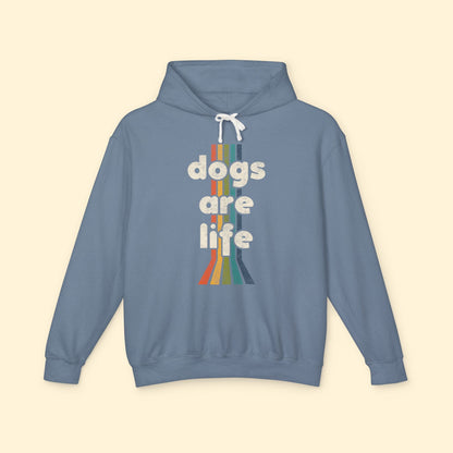 Dogs Are Life | Lightweight Comfort Colors Hooded Sweatshirt - Detezi Designs - 19327838253754246452