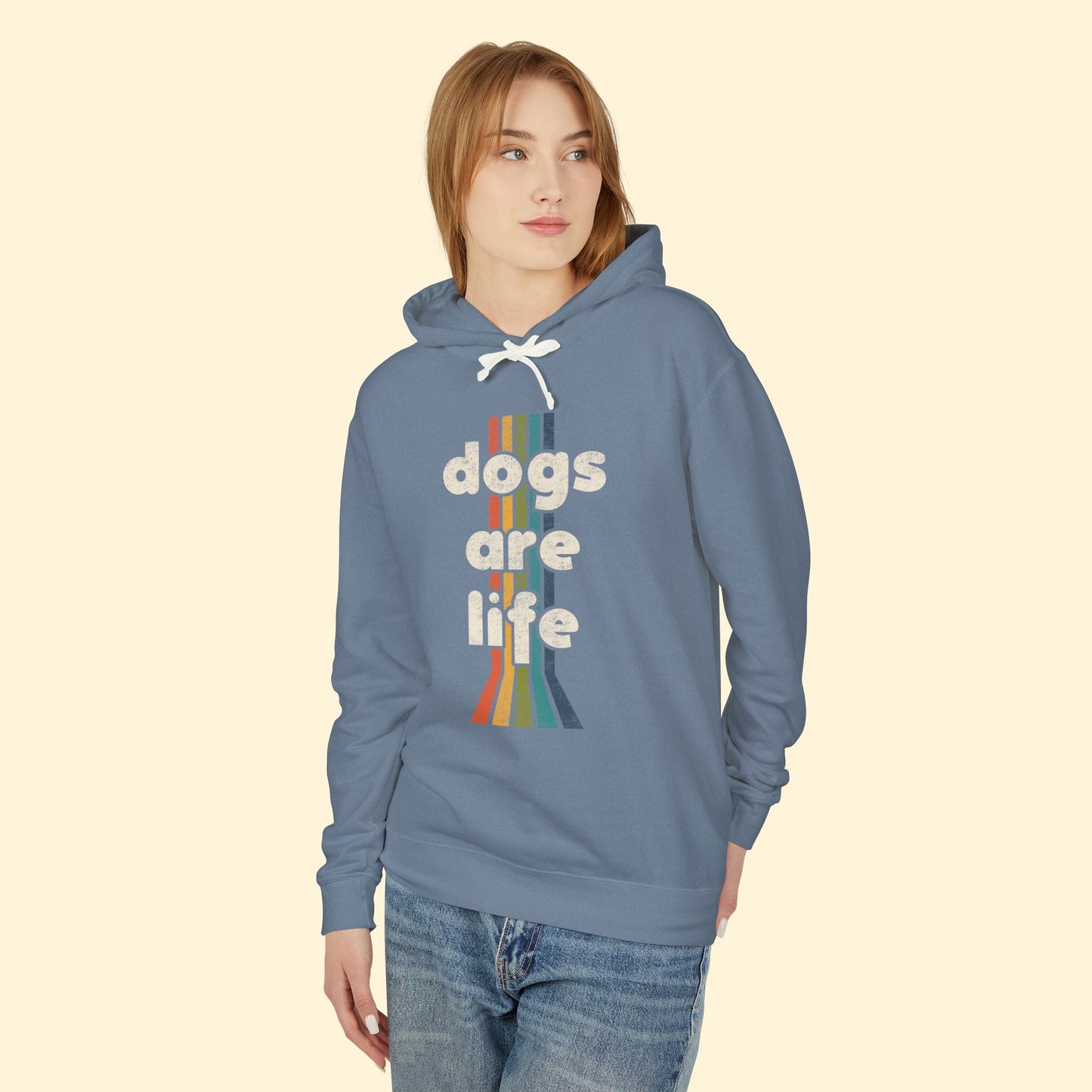 Dogs Are Life | Lightweight Comfort Colors Hooded Sweatshirt - Detezi Designs - 28498364385982179284