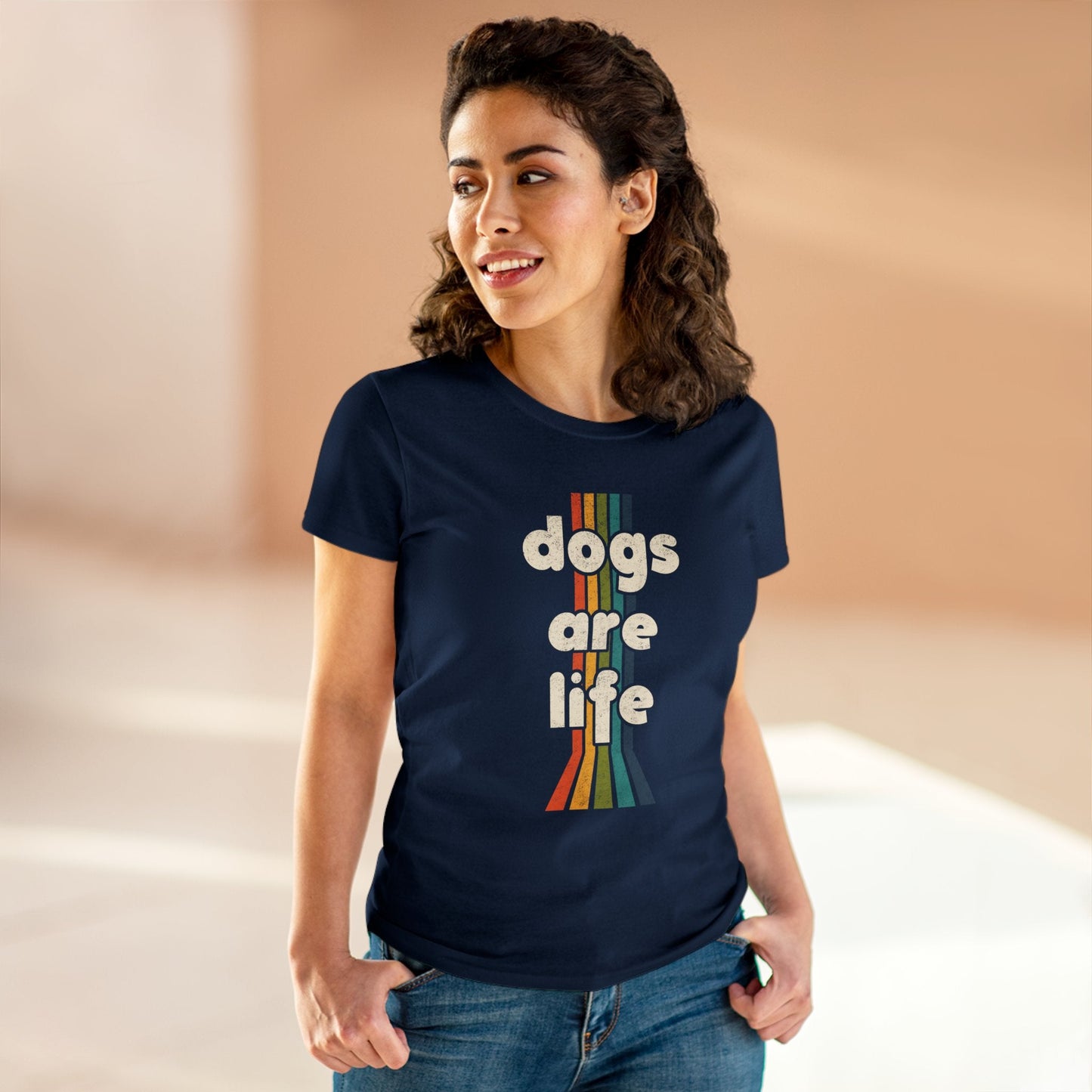 Dogs Are Life | Women's Midweight Cotton Tee - Detezi Designs - 72158121399011760108