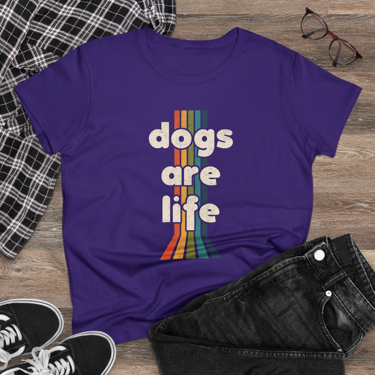 Dogs Are Life | Women's Midweight Cotton Tee - Detezi Designs - 72158121399011760108