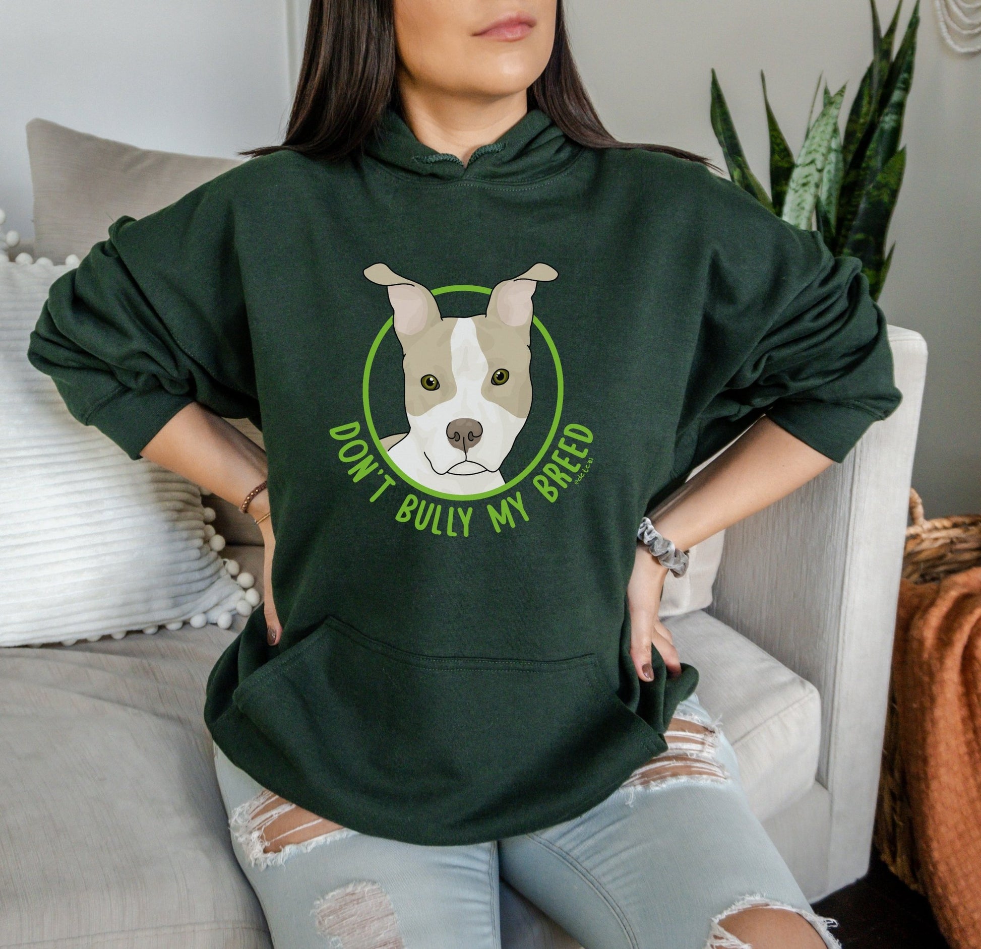 Don't Bully My Breed | Bunny Ears | Hooded Sweatshirt - Detezi Designs - 12149570100838850514