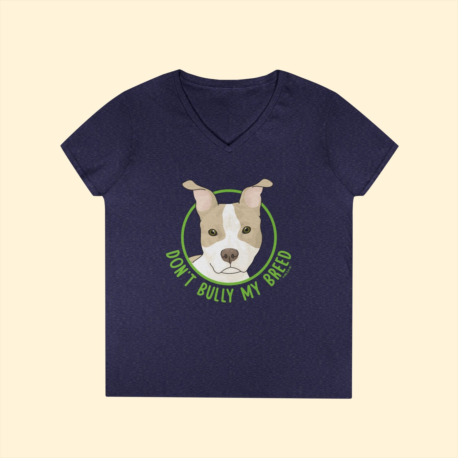 Don't Bully My Breed | Bunny Ears | Ladies' V - Neck T-Shirt - Detezi Designs - 15670906188025215441