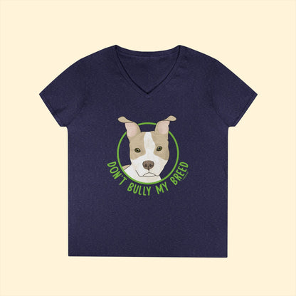 Don't Bully My Breed | Bunny Ears | Ladies' V - Neck T-Shirt - Detezi Designs - 15670906188025215441