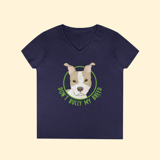 Don't Bully My Breed | Bunny Ears | Ladies' V - Neck T-Shirt - Detezi Designs - 15670906188025215441