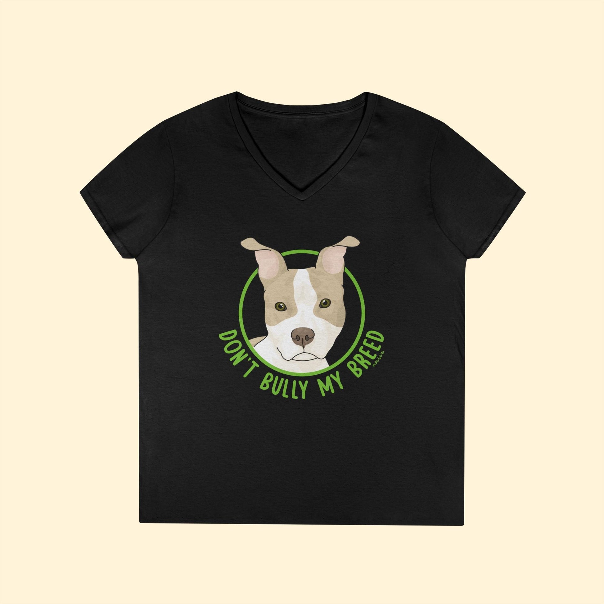 Don't Bully My Breed | Bunny Ears | Ladies' V - Neck T-Shirt - Detezi Designs - 25132168847494271508