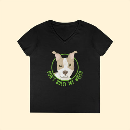 Don't Bully My Breed | Bunny Ears | Ladies' V - Neck T-Shirt - Detezi Designs - 25132168847494271508