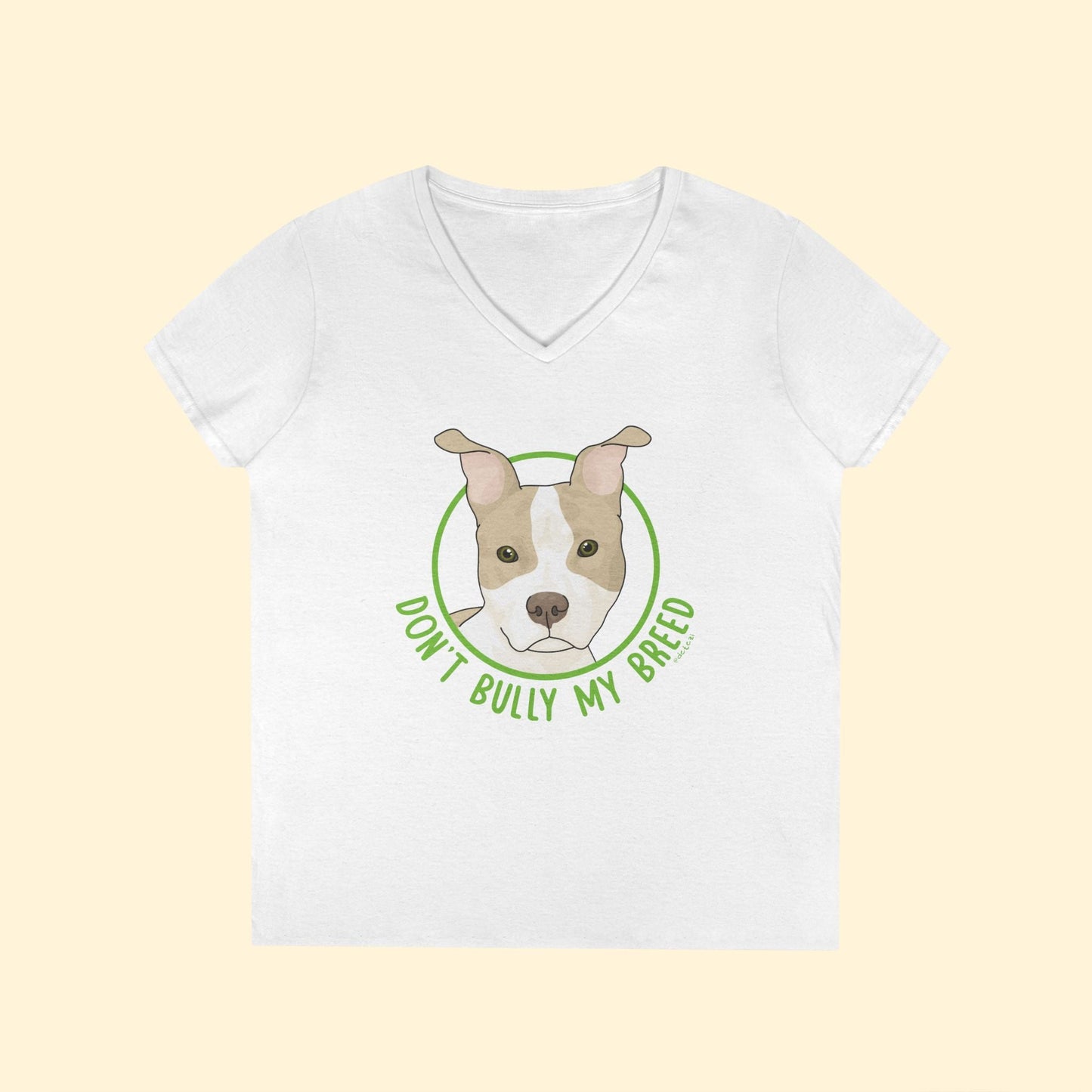 Don't Bully My Breed | Bunny Ears | Ladies' V - Neck T-Shirt - Detezi Designs - 31469292061611739844