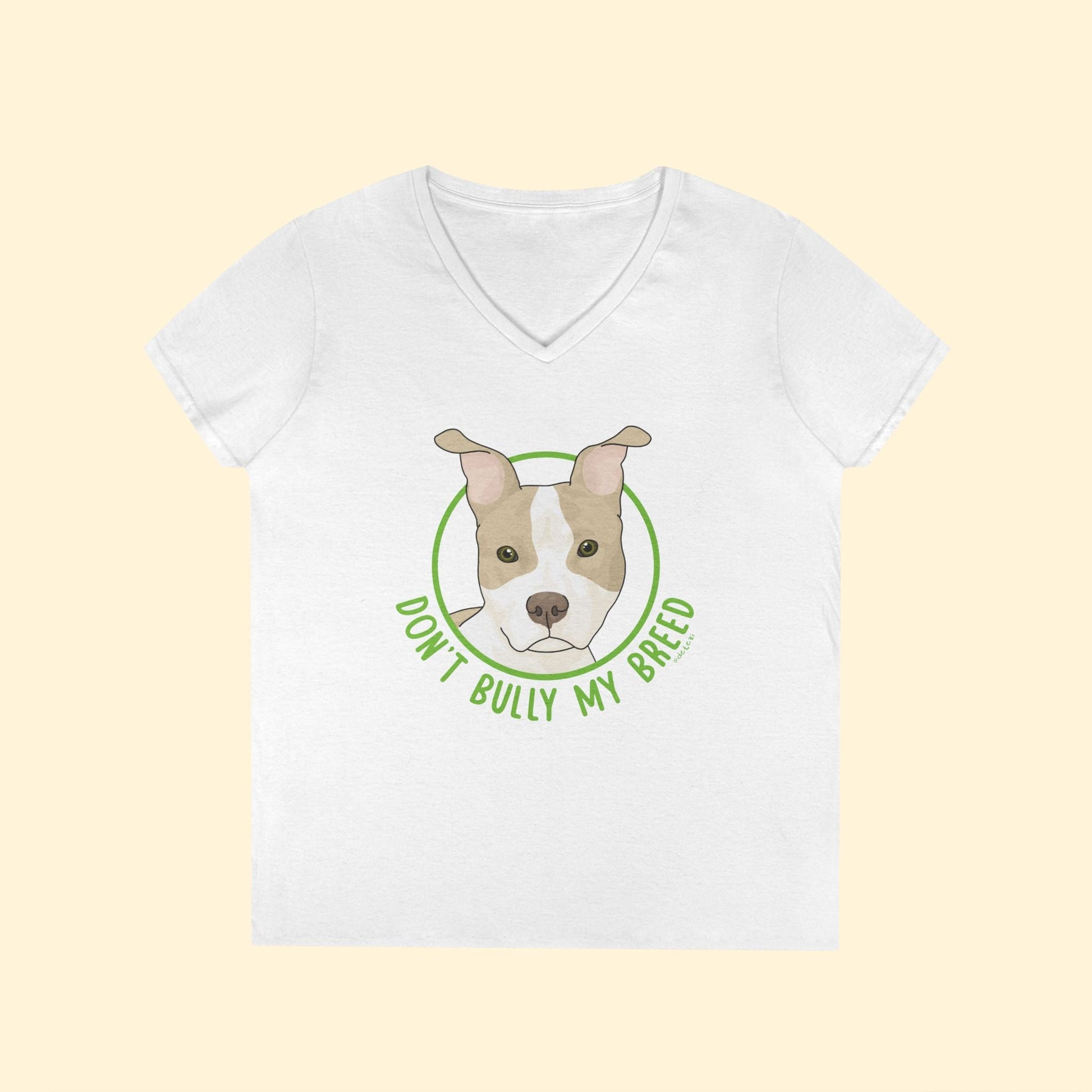 Don't Bully My Breed | Bunny Ears | Ladies' V - Neck T-Shirt - Detezi Designs - 31469292061611739844