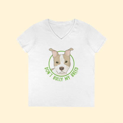 Don't Bully My Breed | Bunny Ears | Ladies' V - Neck T-Shirt - Detezi Designs - 31469292061611739844