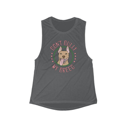 Don't Bully My Breed | Bunny Ears | Women's Flowy Scoop Muscle Tank - Detezi Designs-24731402569096573018