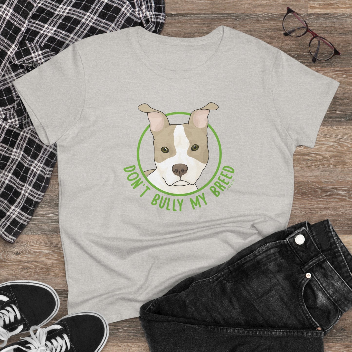 Don't Bully My Breed | Bunny Ears | Women's Midweight Cotton Tee - Detezi Designs - 29118210763077125726