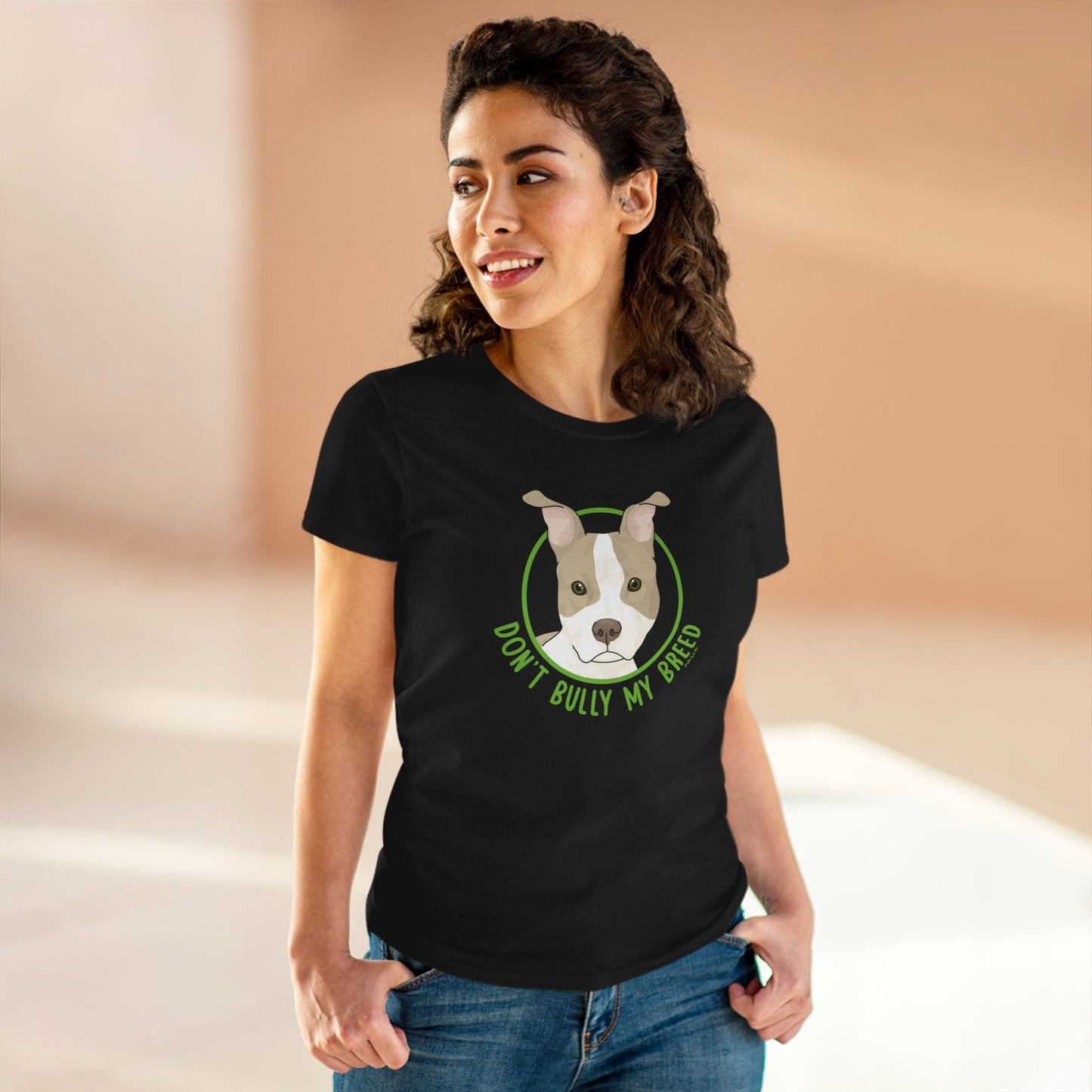 Don't Bully My Breed | Bunny Ears | Women's Midweight Cotton Tee - Detezi Designs - 29118210763077125726