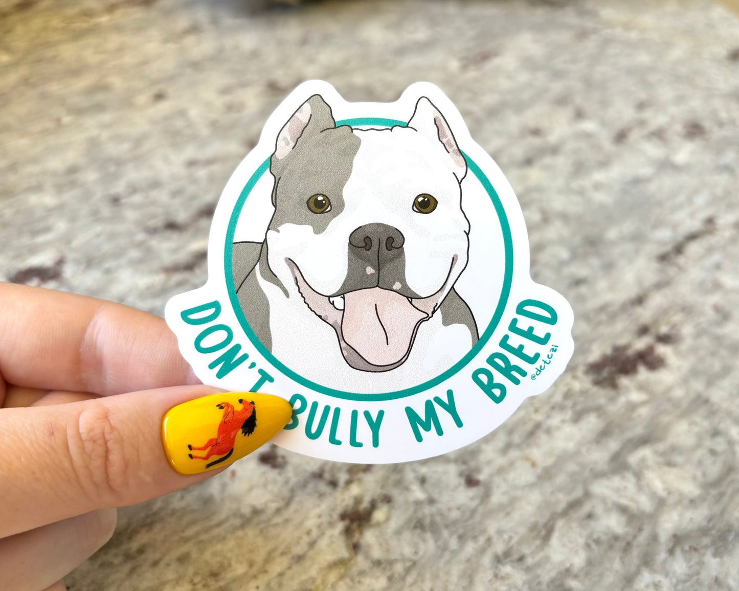 Don't Bully My Breed | Cropped Ears | 3" Vinyl Sticker - Detezi Designs - 