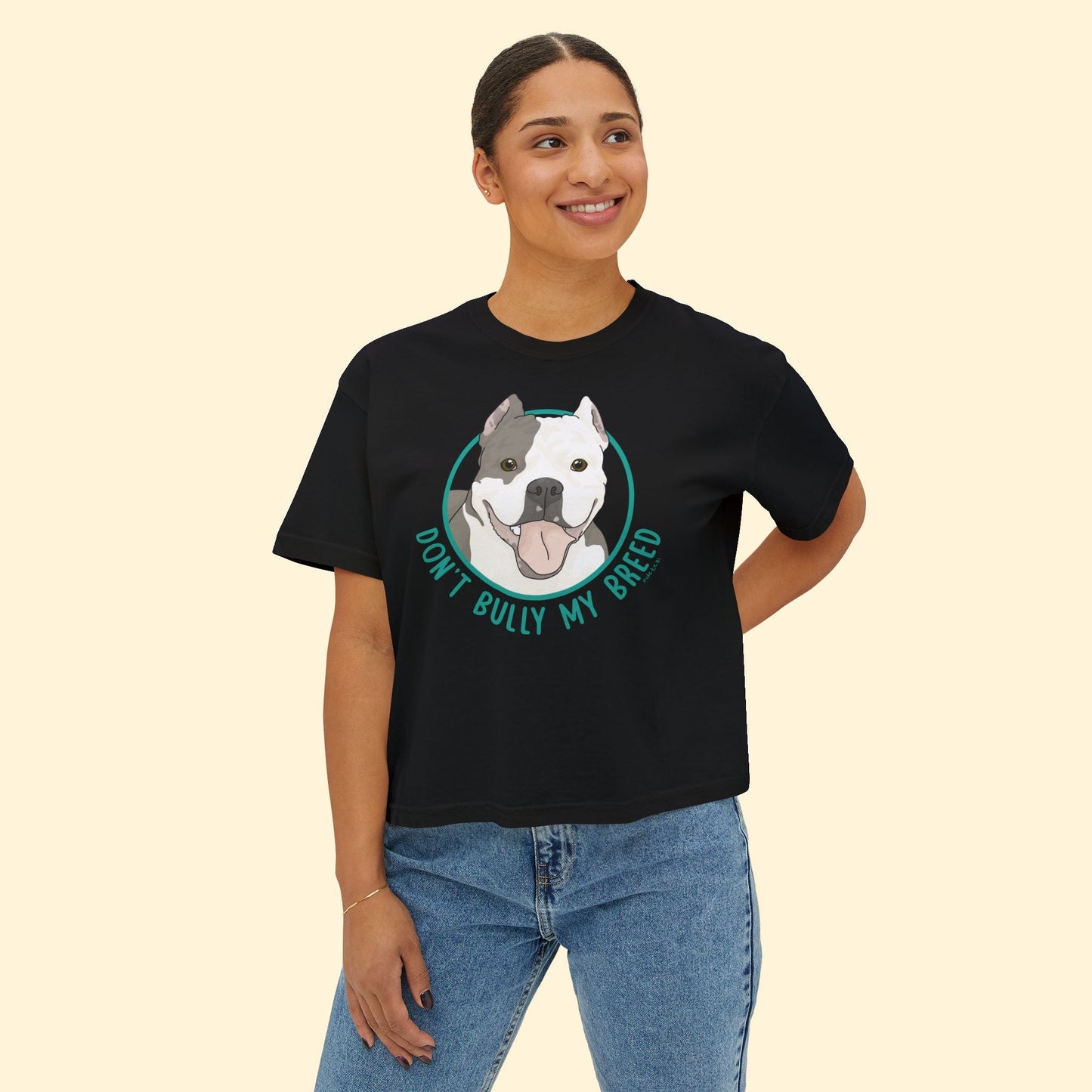 Don't Bully My Breed | Cropped Ears | Comfort Colors Boxy Tee - Detezi Designs - 28302702881555748279
