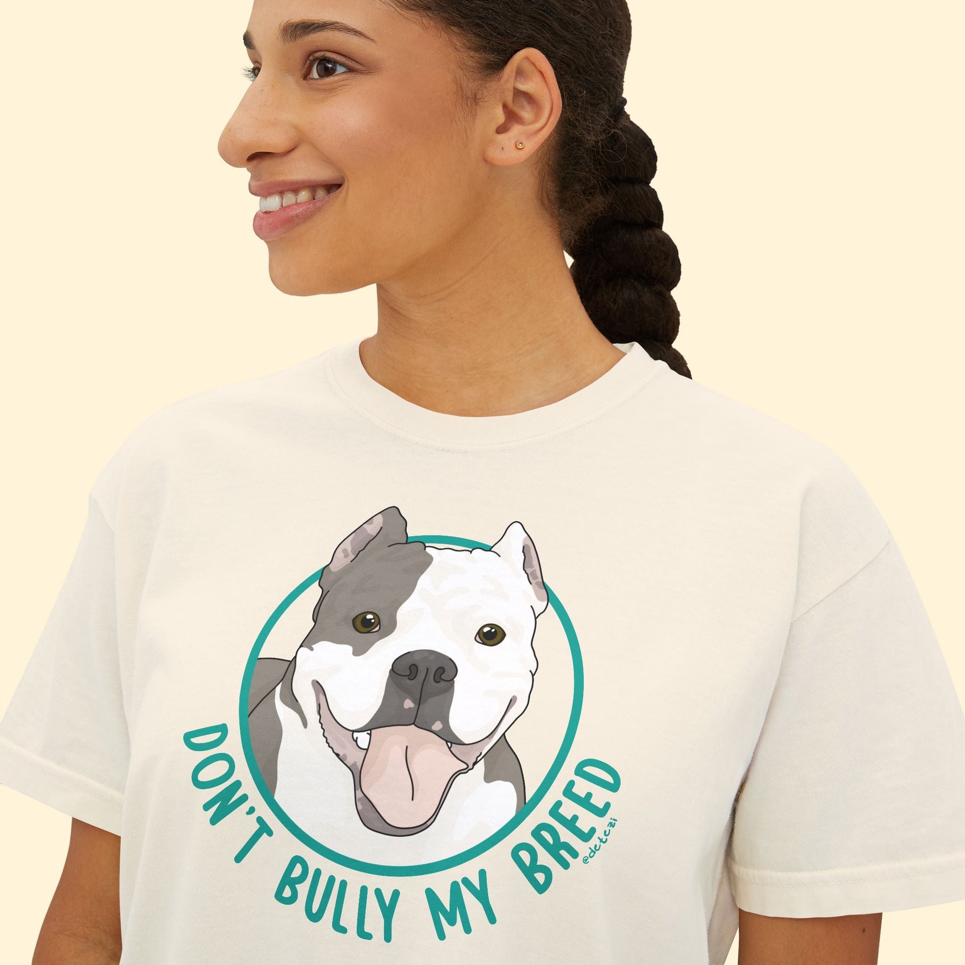 Don't Bully My Breed | Cropped Ears | Comfort Colors Boxy Tee - Detezi Designs - 28302702881555748279