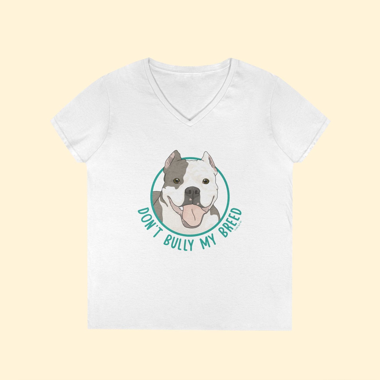 Don't Bully My Breed | Cropped Ears | Ladies' V - Neck T-Shirt - Detezi Designs - 27145880106615340424