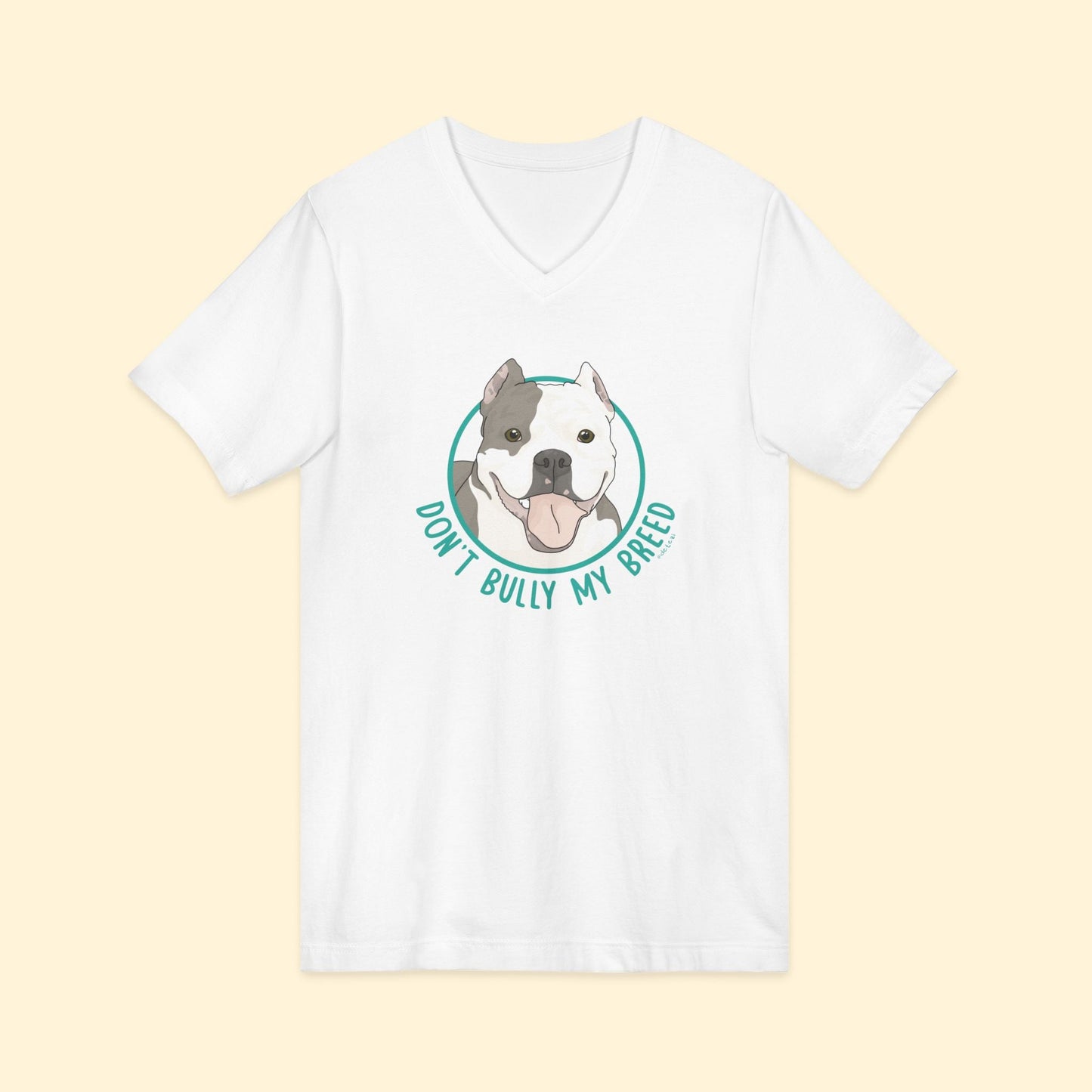 Don't Bully My Breed | Cropped Ears | Unisex V - Neck Tee - Detezi Designs - 30232014018656410655