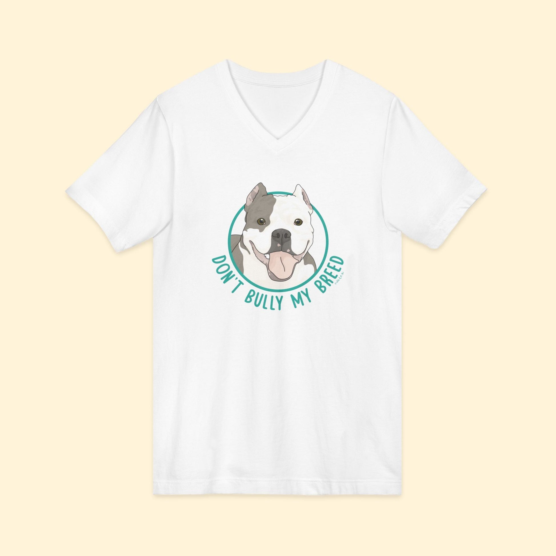 Don't Bully My Breed | Cropped Ears | Unisex V - Neck Tee - Detezi Designs - 30232014018656410655