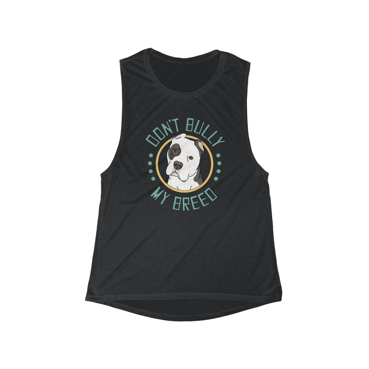 Don't Bully My Breed | Cropped Ears | Women's Flowy Scoop Muscle Tank - Detezi Designs-28781123537456740046