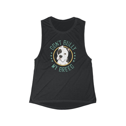 Don't Bully My Breed | Cropped Ears | Women's Flowy Scoop Muscle Tank - Detezi Designs-28781123537456740046