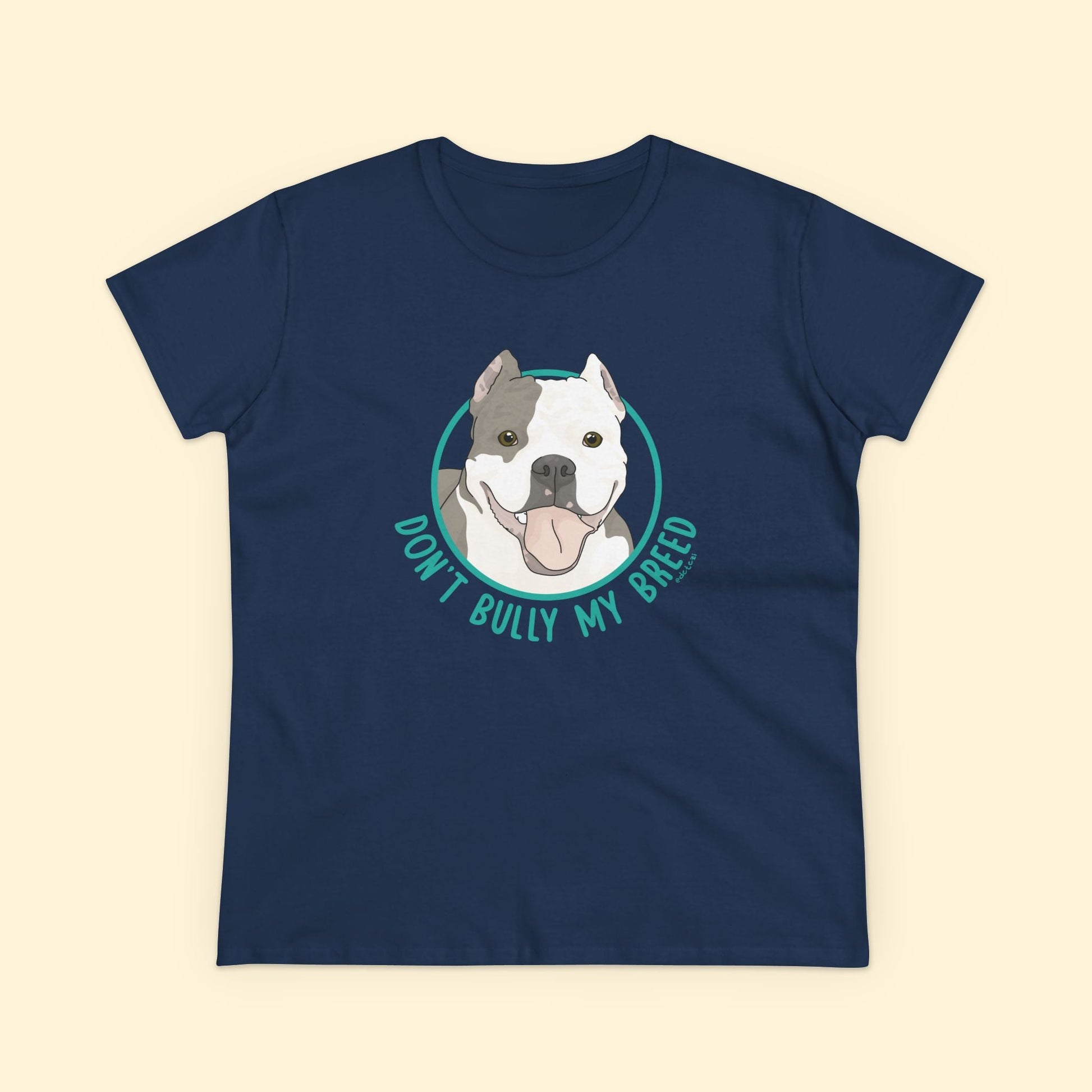 Don't Bully My Breed | Cropped Ears | Women's Midweight Cotton Tee - Detezi Designs - 23927009380219890804