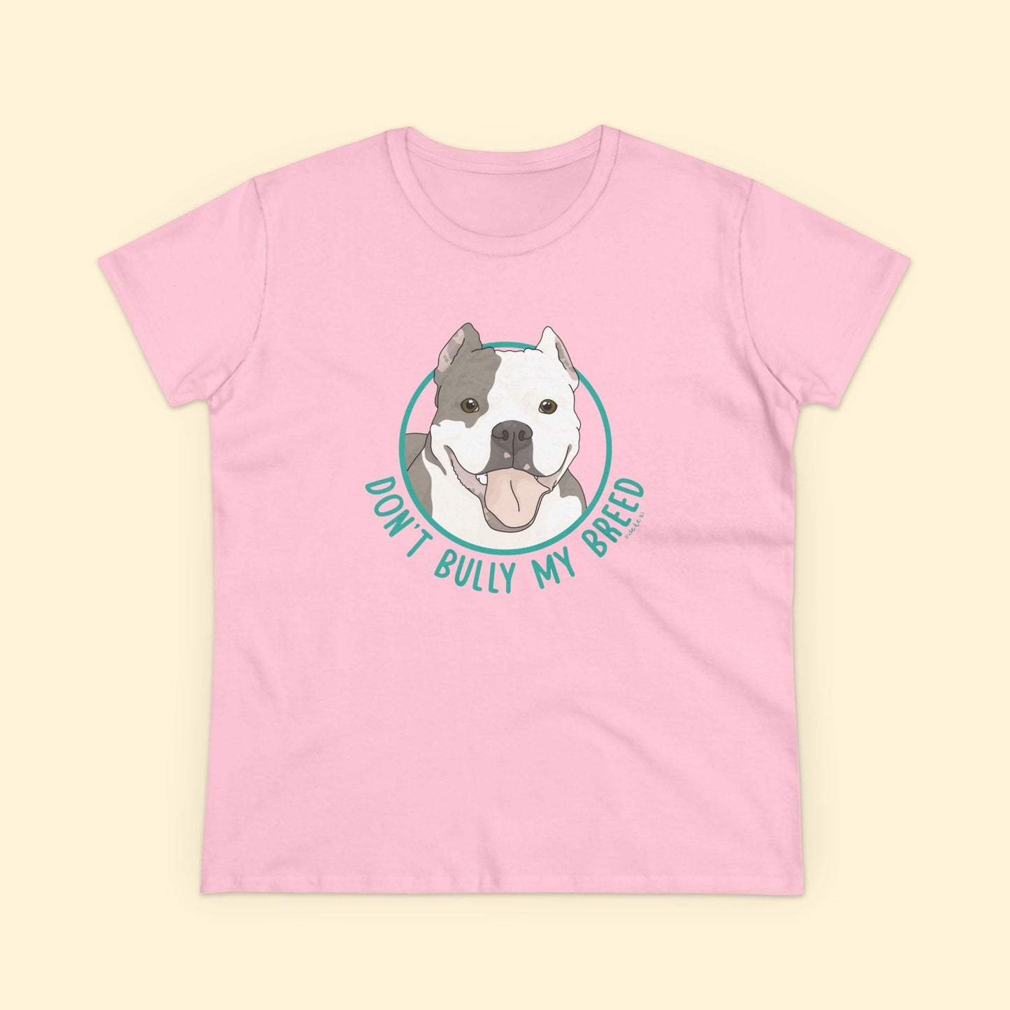 Don't Bully My Breed | Cropped Ears | Women's Midweight Cotton Tee - Detezi Designs - 33470585873419344989
