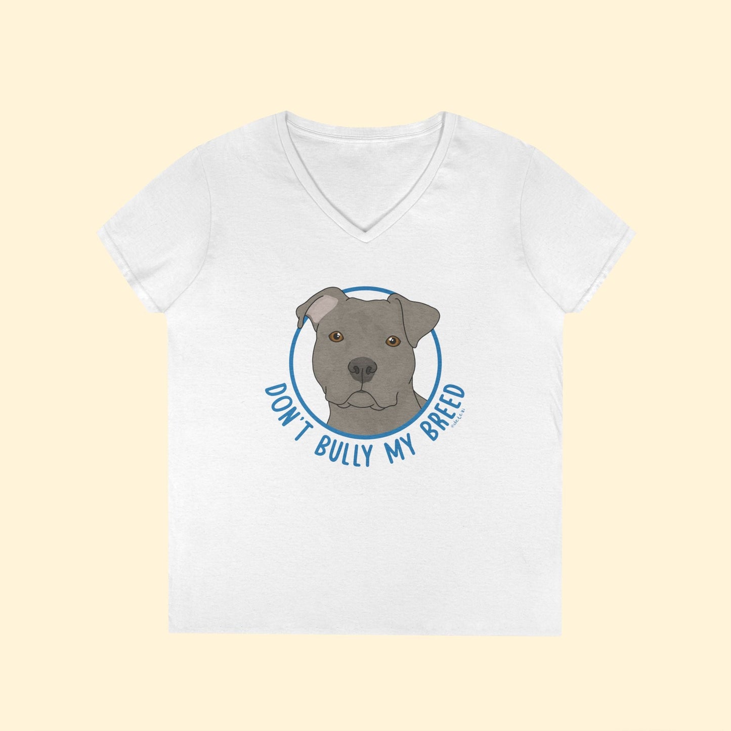 Don't Bully My Breed | Floppy Ears | Ladies' V - Neck T-Shirt - Detezi Designs - 14108897592331521801