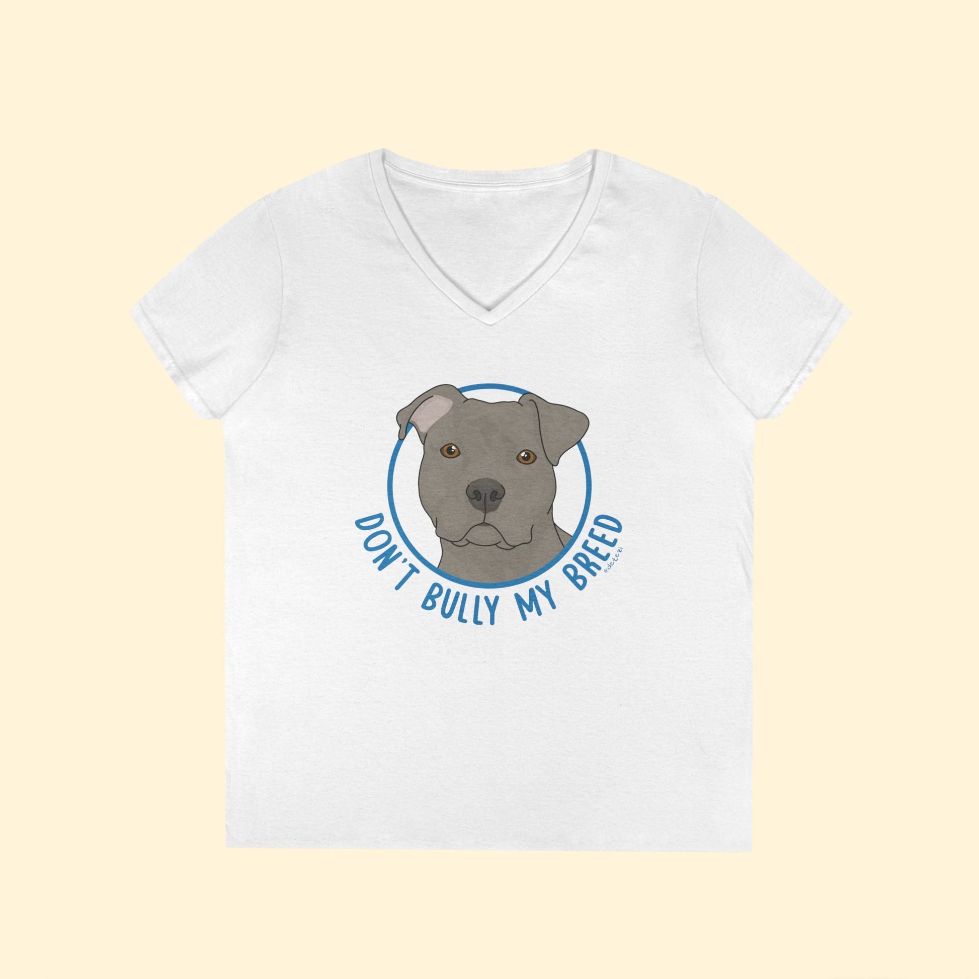 Don't Bully My Breed | Floppy Ears | Ladies' V - Neck T-Shirt - Detezi Designs - 14108897592331521801