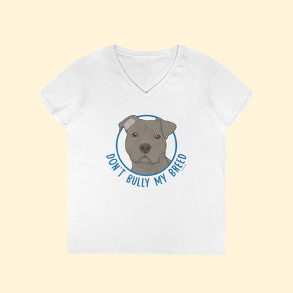 Don't Bully My Breed | Floppy Ears | Ladies' V - Neck T-Shirt - Detezi Designs - 14108897592331521801