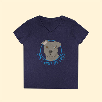 Don't Bully My Breed | Floppy Ears | Ladies' V - Neck T-Shirt - Detezi Designs - 21358980028775770030