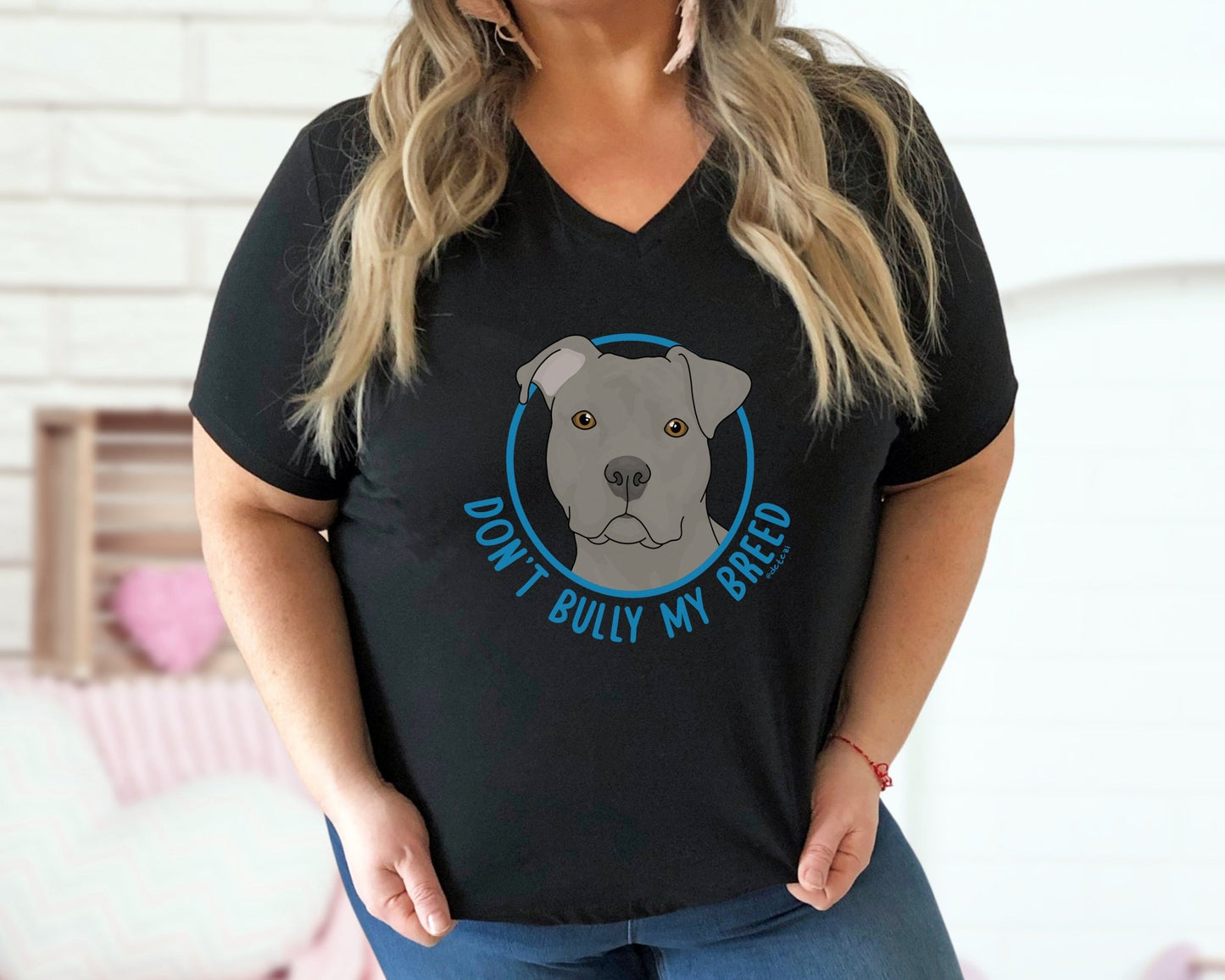 Don't Bully My Breed | Floppy Ears | Unisex V - Neck Tee - Detezi Designs - 25060436901240881012