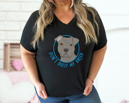 Don't Bully My Breed | Floppy Ears | Unisex V - Neck Tee - Detezi Designs - 25060436901240881012