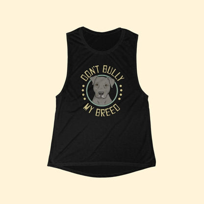 Don't Bully My Breed | Floppy Ears | Women's Flowy Scoop Muscle Tank - Detezi Designs-16240424461175382223