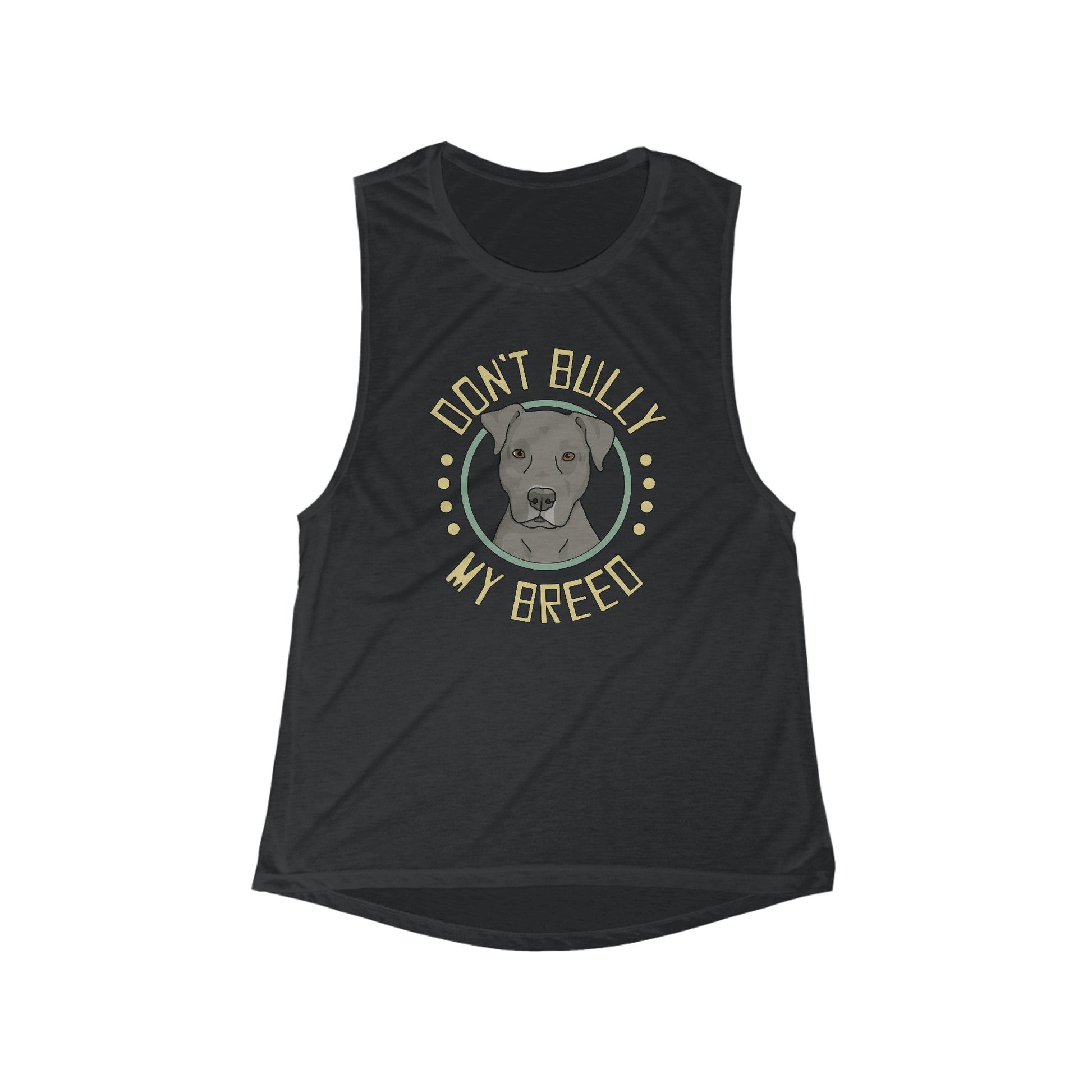 Don't Bully My Breed | Floppy Ears | Women's Flowy Scoop Muscle Tank - Detezi Designs-84536982113977533113