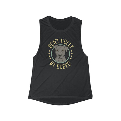 Don't Bully My Breed | Floppy Ears | Women's Flowy Scoop Muscle Tank - Detezi Designs-84536982113977533113