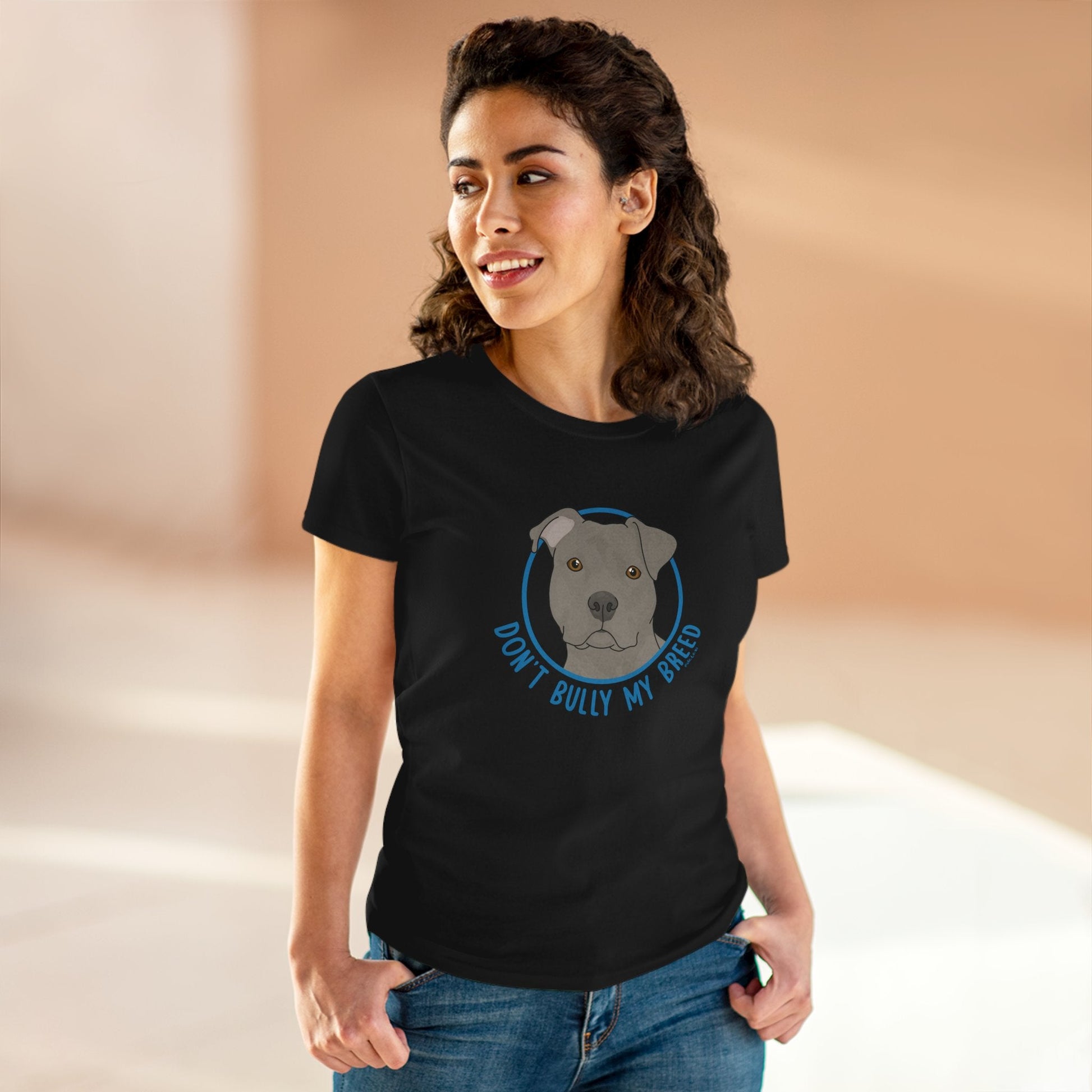 Don't Bully My Breed | Floppy Ears | Women's Midweight Cotton Tee - Detezi Designs - 22140356561109049864