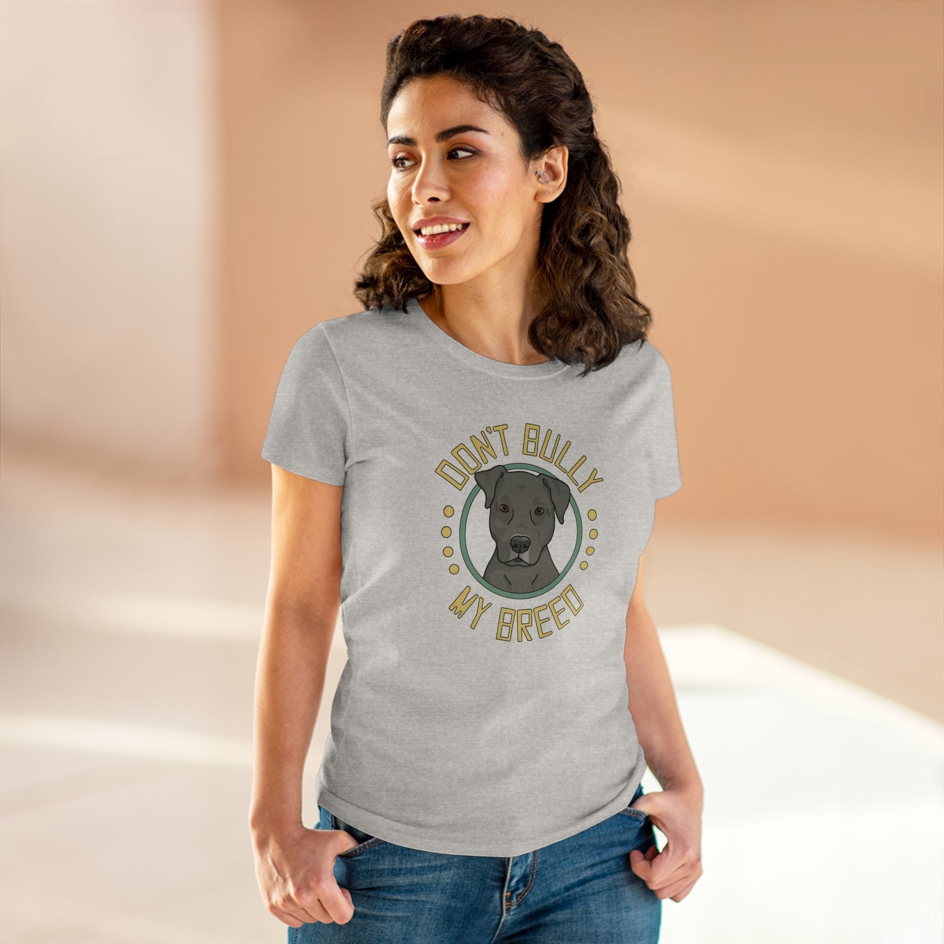 Don't Bully My Breed | Floppy Ears | Women's Midweight Cotton Tee - Detezi Designs - 23688344321715340130