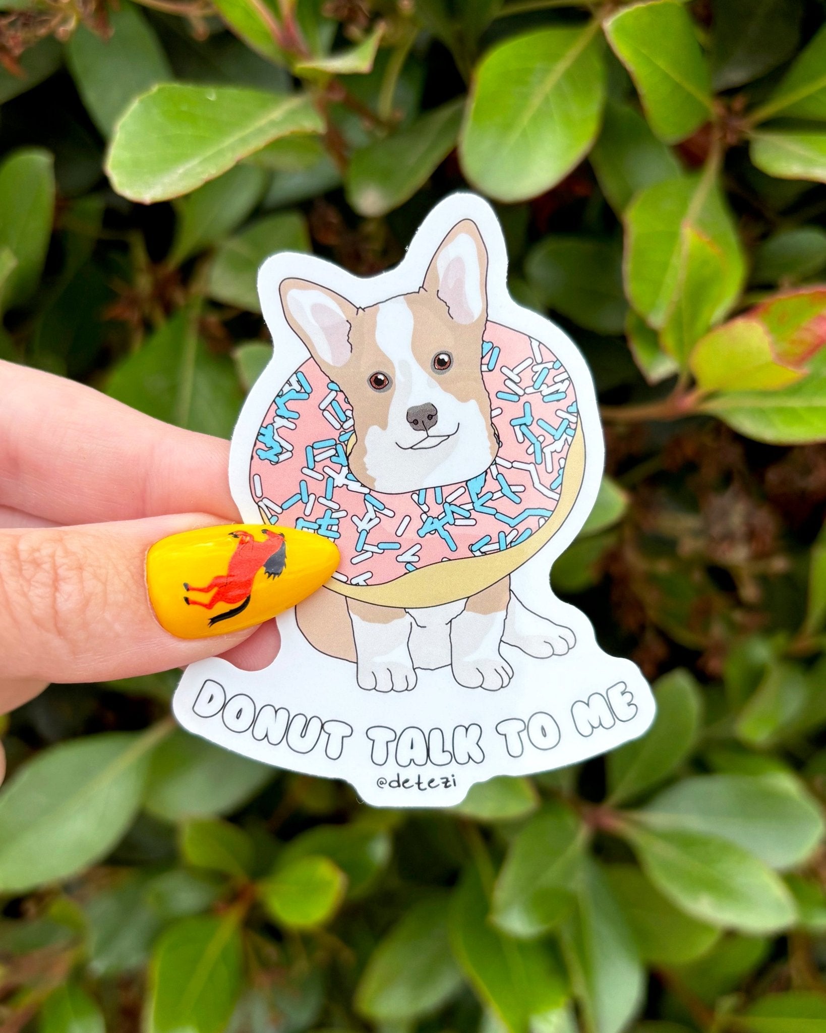 Donut Talk To Me | Corgi Puppy | 3" Vinyl Sticker - Detezi Designs - 
