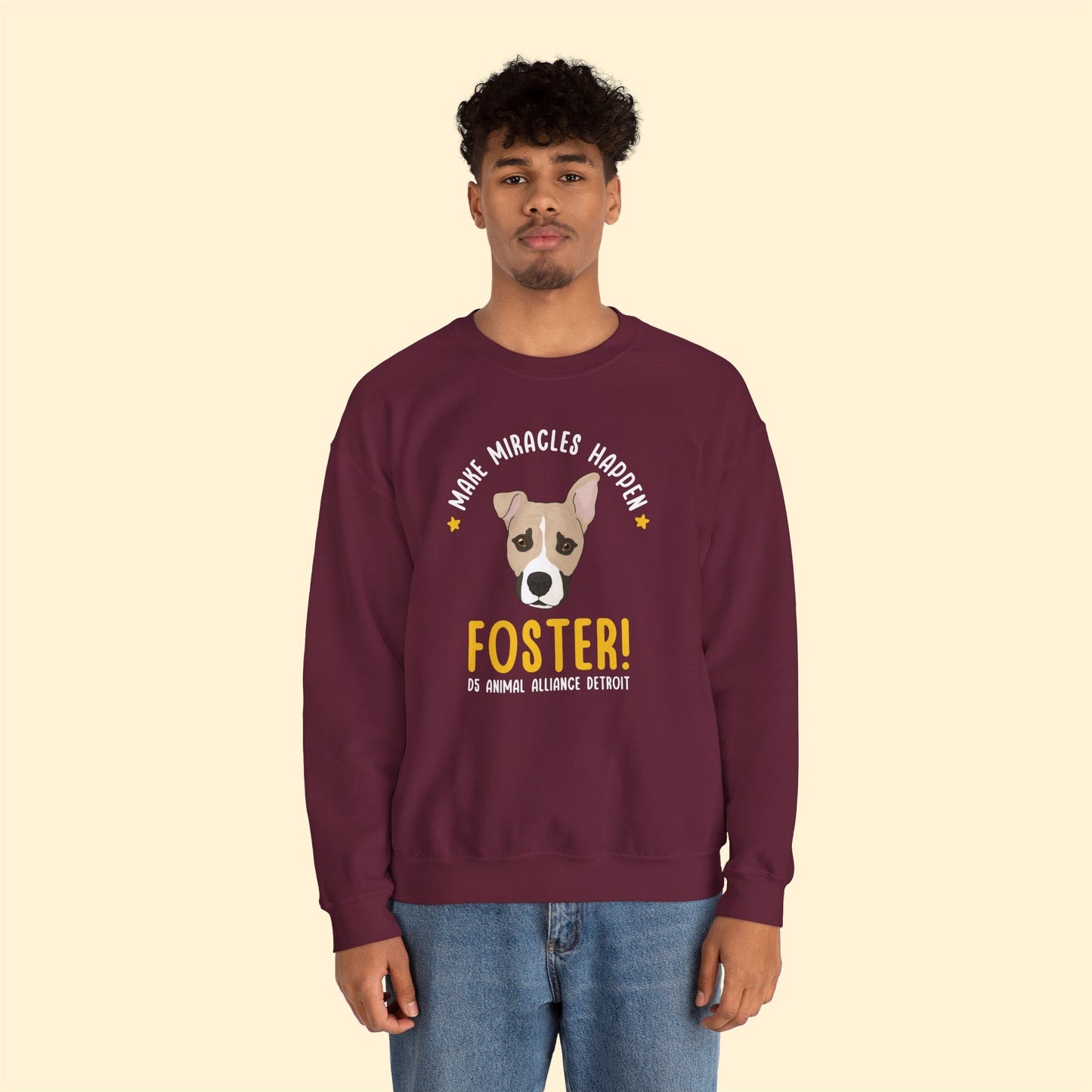 Drifter | 2-Sided Print | FUNDRAISER for D5 Animal Alliance Detroit | Crewneck Sweatshirt - Detezi Designs-11917573971838905804