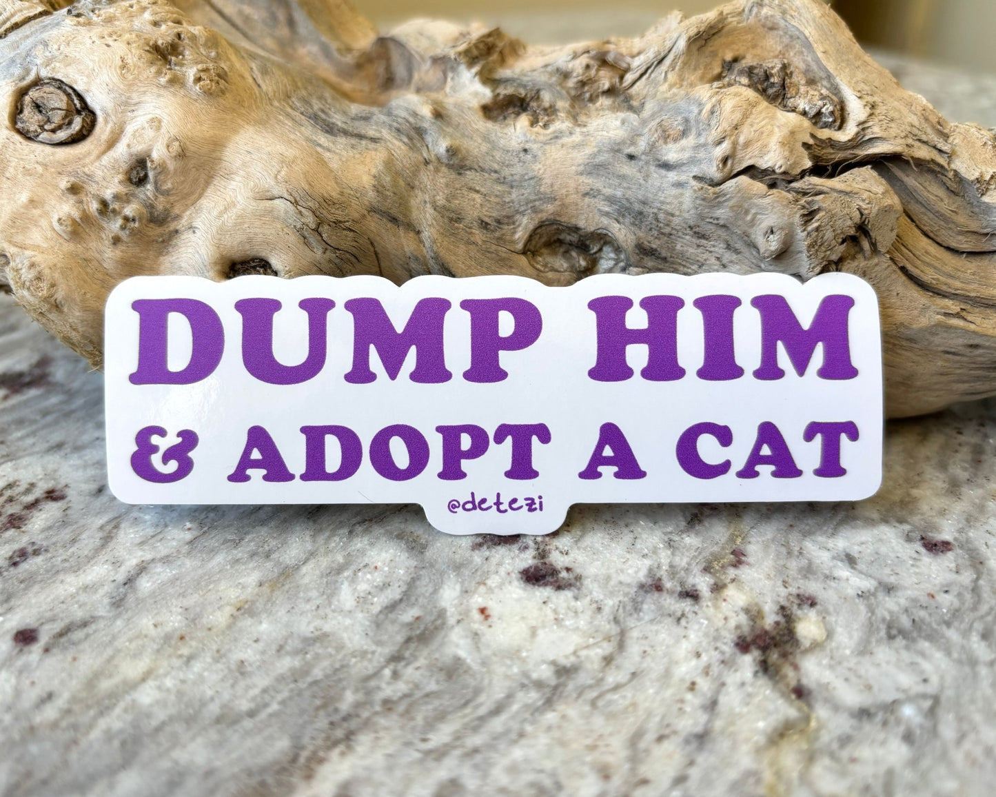 Dump Him & Adopt A Cat | 4" Vinyl Sticker - Detezi Designs - 