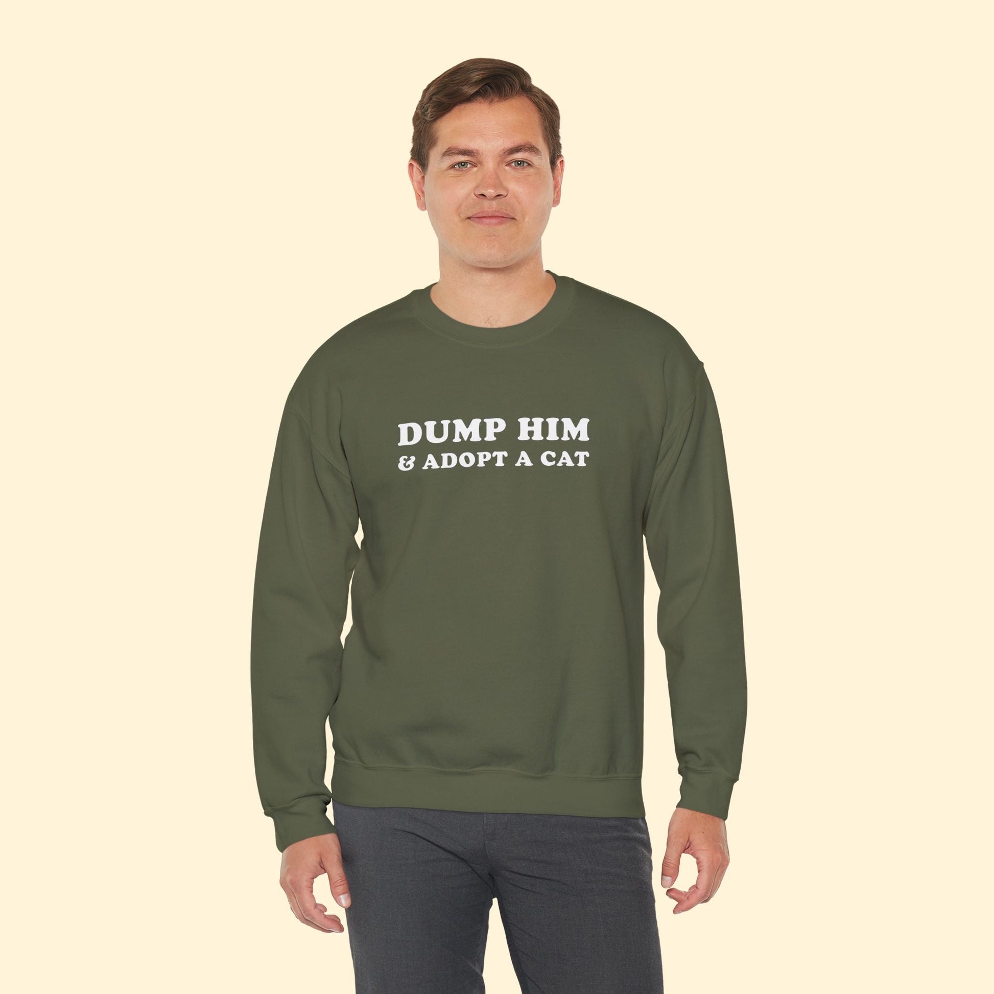 Dump Him & Adopt A Cat | Crewneck Sweatshirt - Detezi Designs - 33284203701900891895