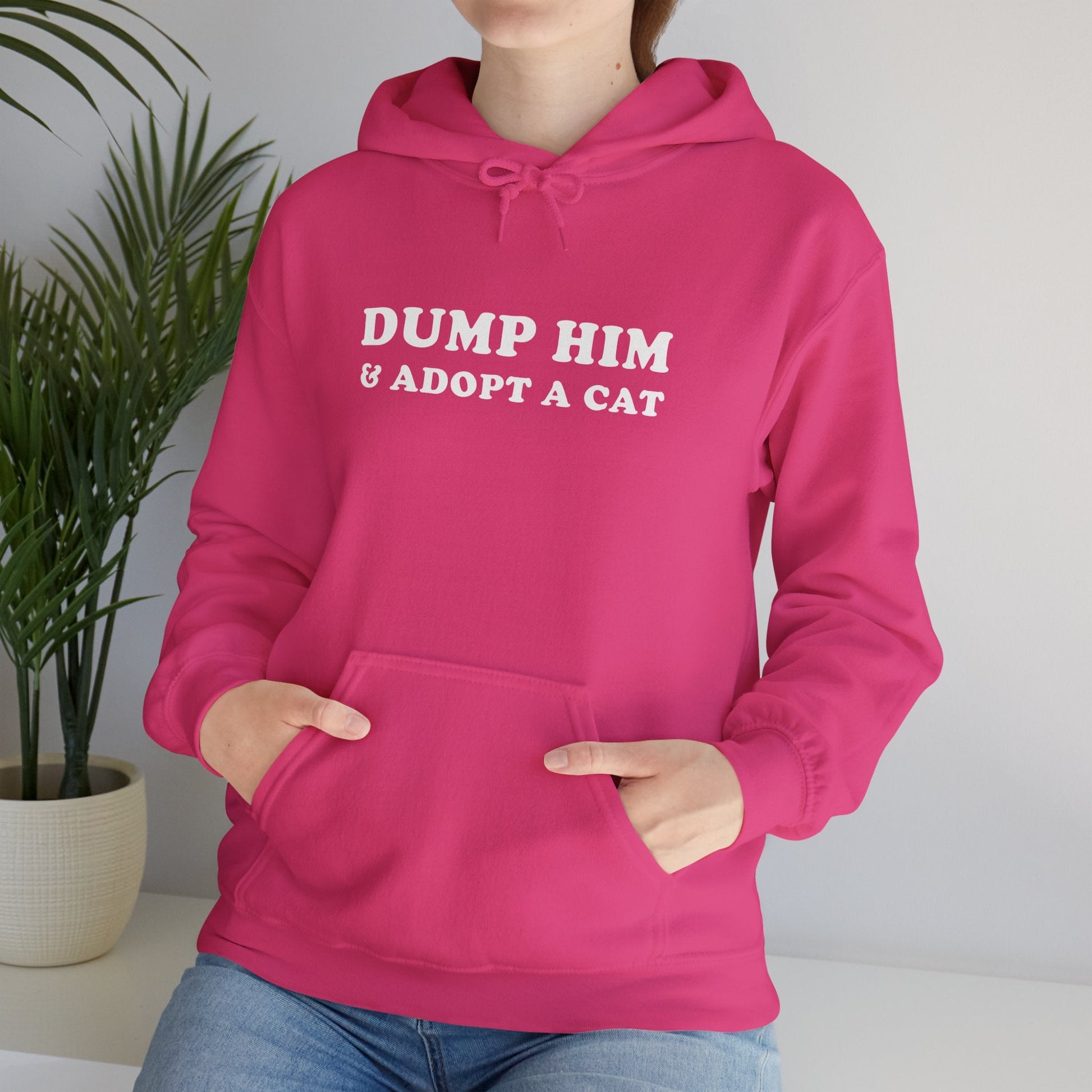 Dump Him & Adopt A Cat | Hooded Sweatshirt - Detezi Designs - 30723162311943756962