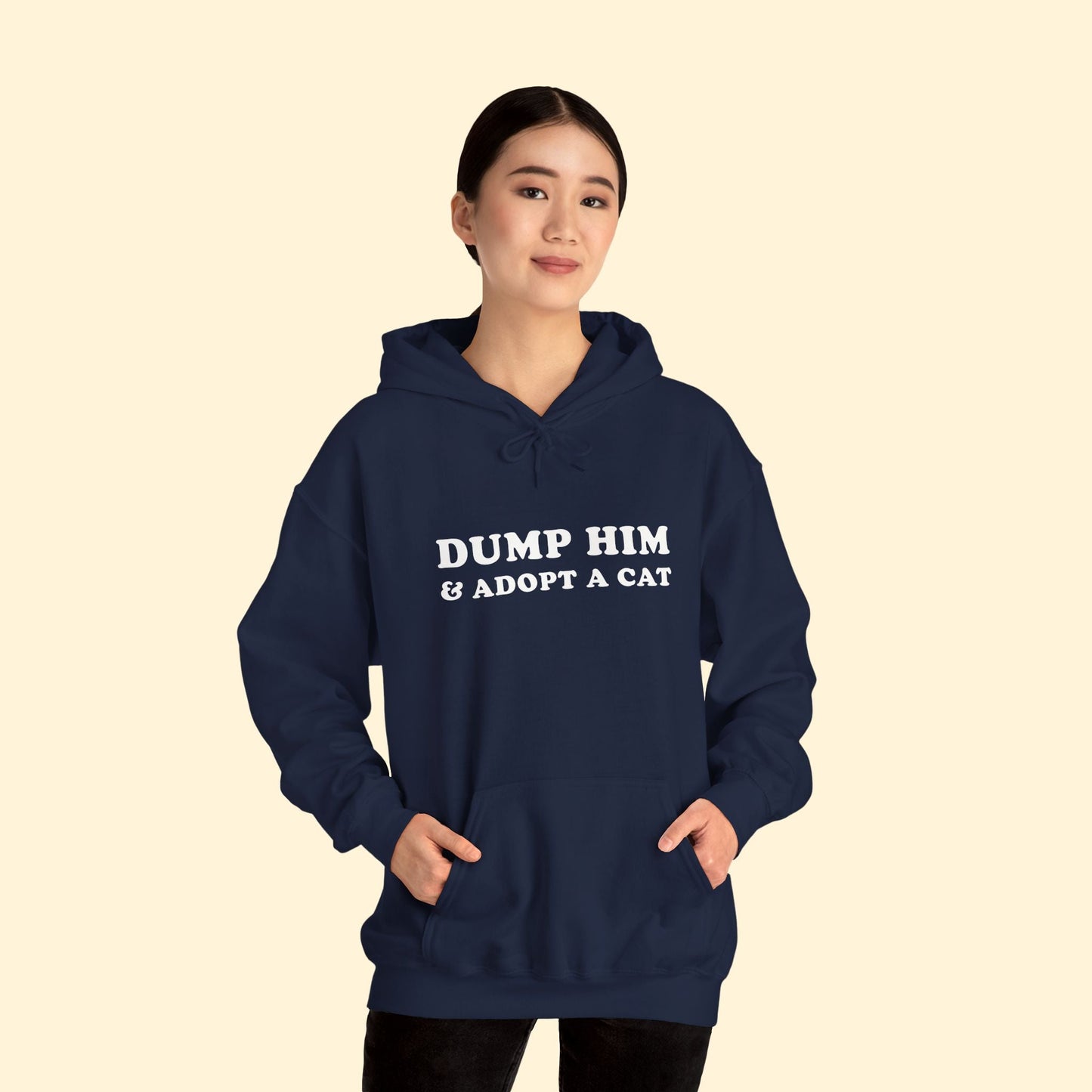 Dump Him & Adopt A Cat | Hooded Sweatshirt - Detezi Designs - 31944420934238698798